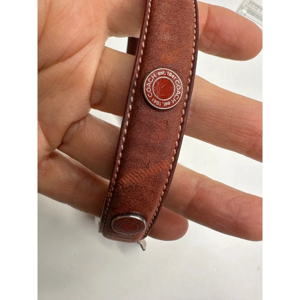 Coach Leather Dog Collar Grommets Hang Tag Silver Tone Red Small 11-13